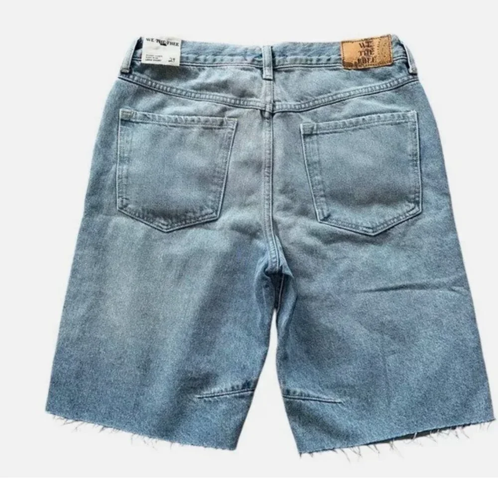 NWT Free People We The Free Ghost Town Blue Denim Long Shorts